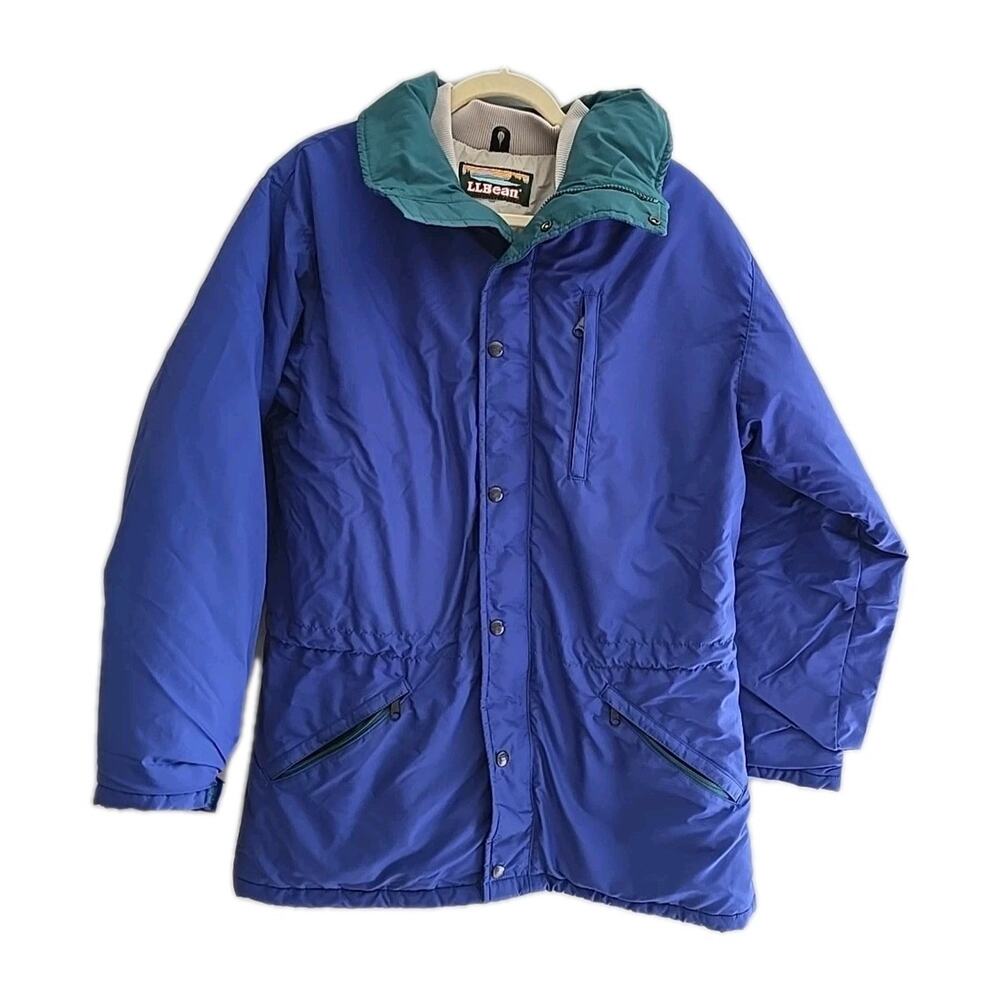 Vintage‎ L.L. Bean Blue Snap Full Zip Penobscot Parka Coat Womans Size Medium